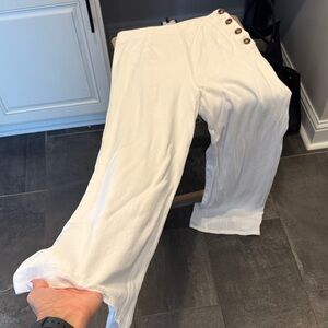 Lulu's Cream High-Rise Side Button Trousers
